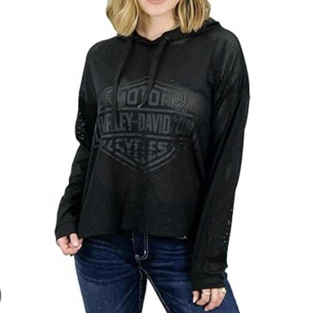 Harley Davidson Sweater Mesh Hoodie Black Small 2018